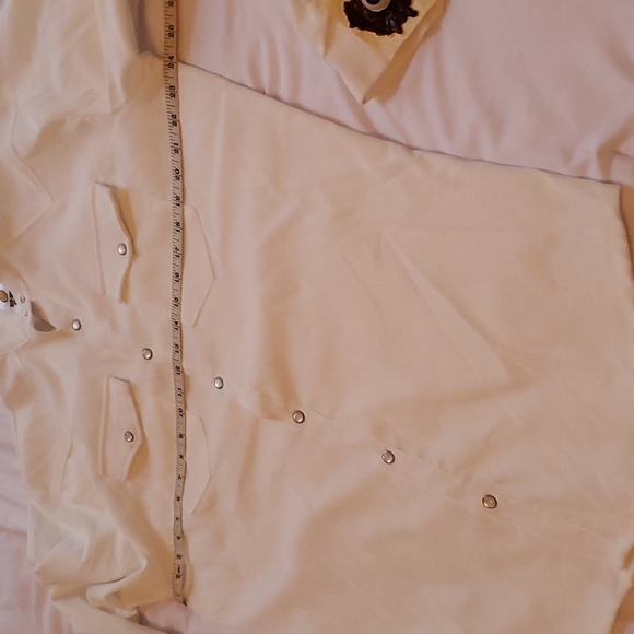 Men White Trick Or Treat Long Sleeve eyeballs wrist patch Shirt O/S - Picture 5 of 8